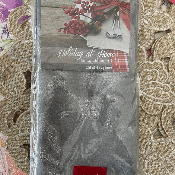 SILVER LINEN NAPKINS - Picture 1 of 4